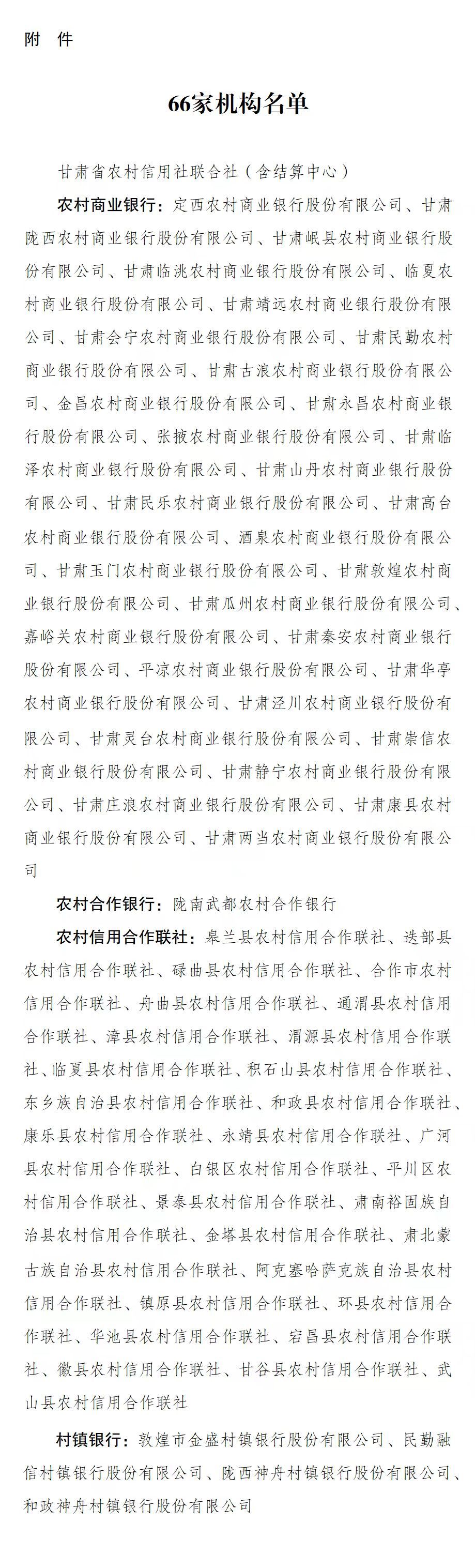甘肃农商行获批开业,甘肃省联社等66家涉改机构解散